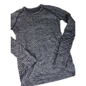 Lululemon Rest Less Pullover Heathered Black Gray Long Sleeve Thumbhole Top Sz 6